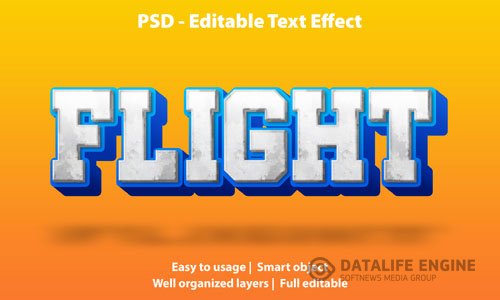 Editable text effect flight premium Premium Psd