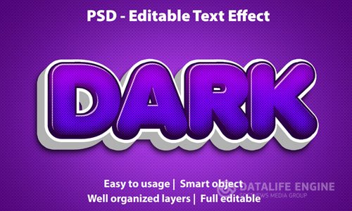 Editable text effect dark premium Premium Psd