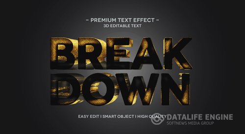 Break down 3d text effect template Premium Psd