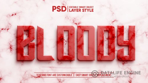 3d red blood marble granite realistic layer editable layer style smart object text effect Premium Psd