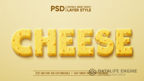 3d dairy milk cheese layer editable layer style smart object text effect Premium Psd