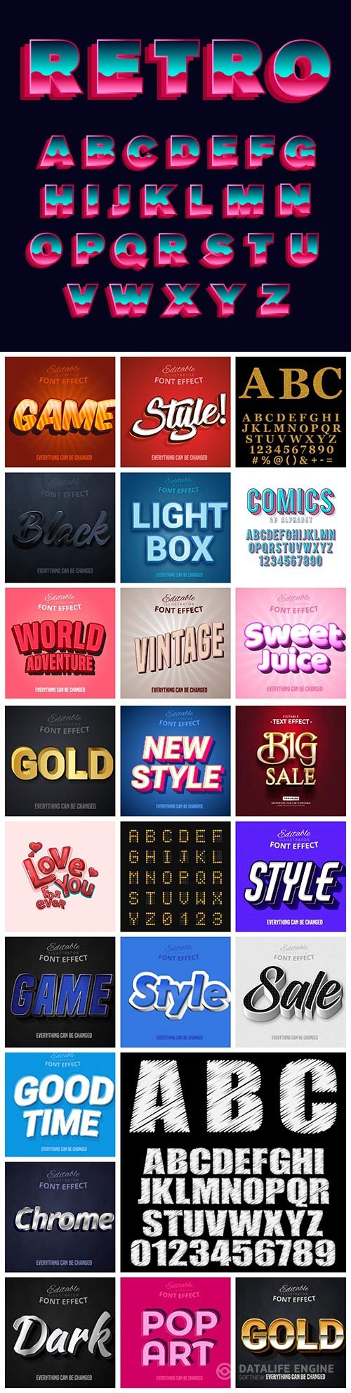 25 editable vector 3d text effects