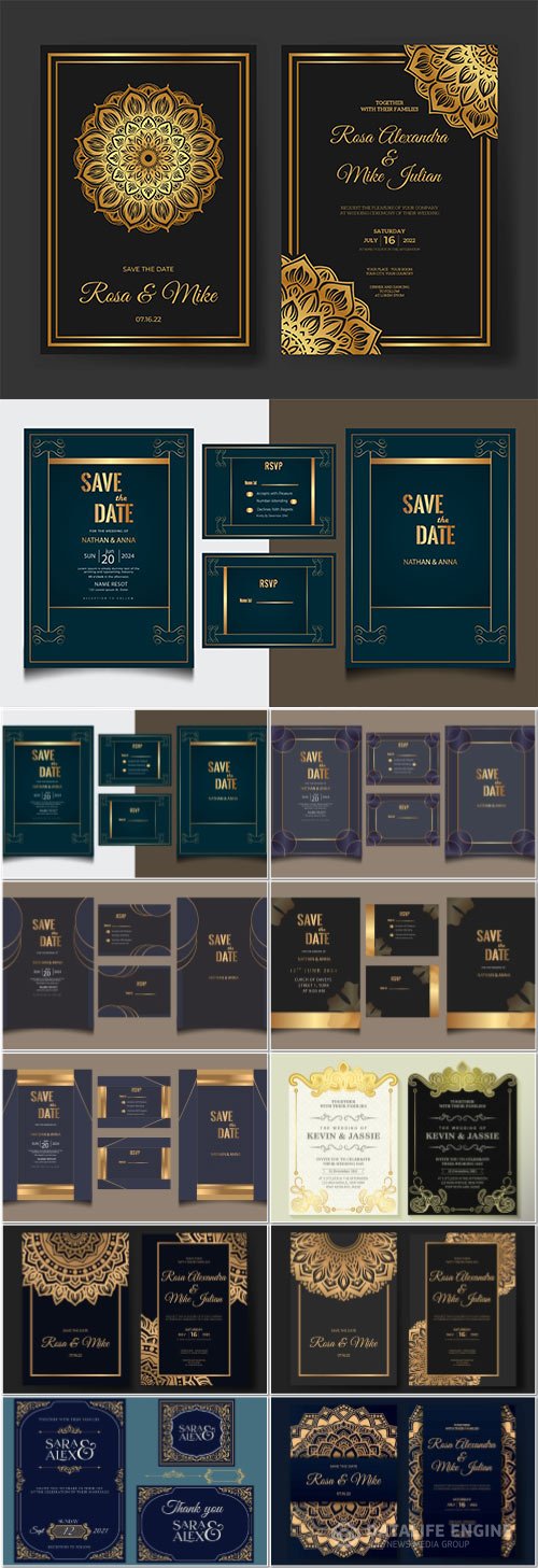 Luxury vector wedding invitation with mandaladesign
