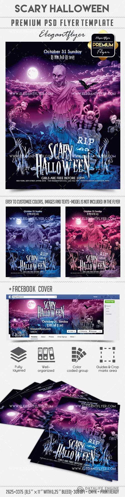 Scary Halloween Flyer PSD Template vol 4