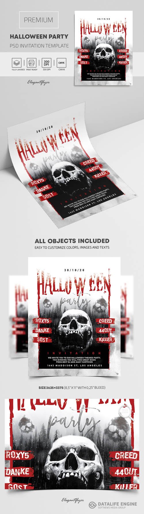 Premium Halloween Party Invitation PSD Template vol 4