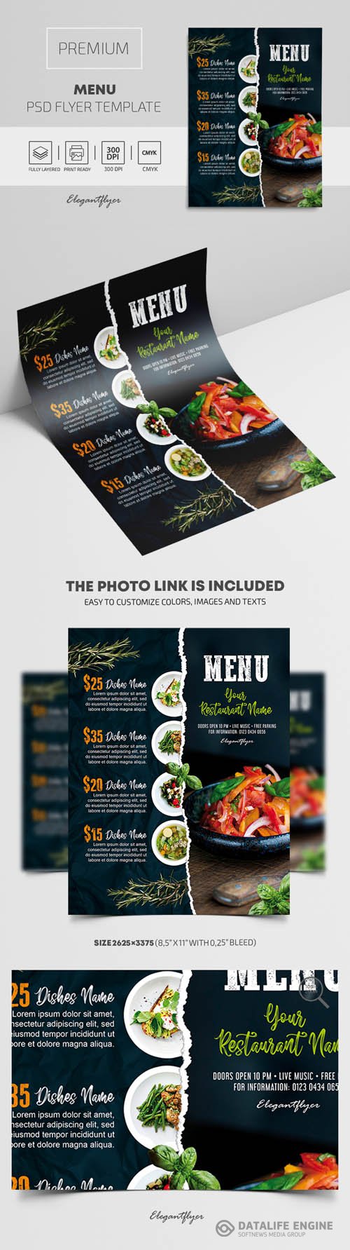 Menu Premium PSD Flyer Template