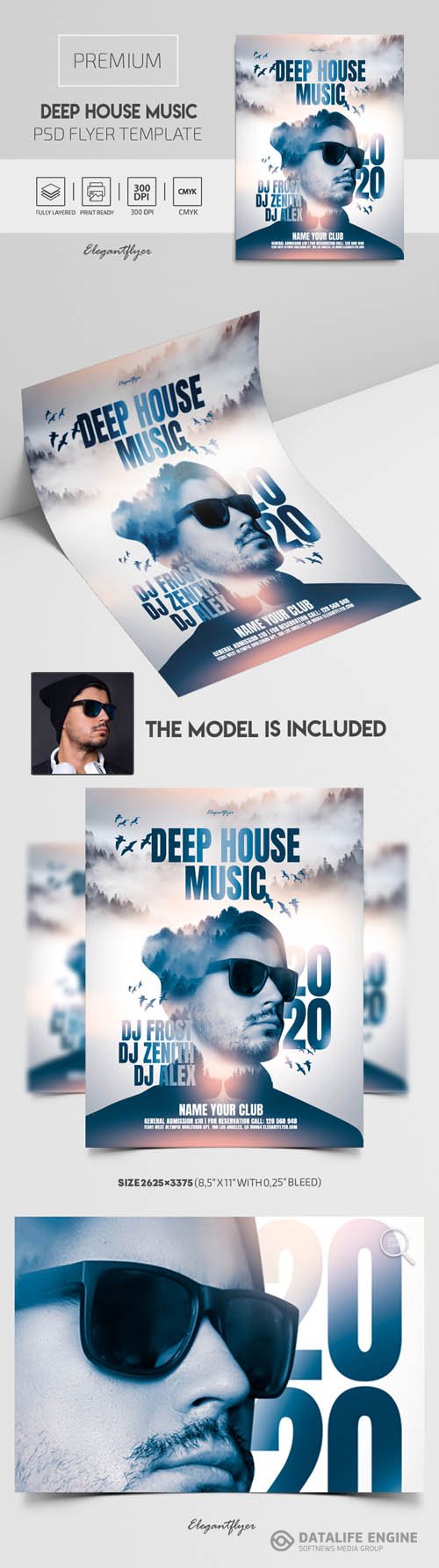 Deep House Music  Flyer PSD Template