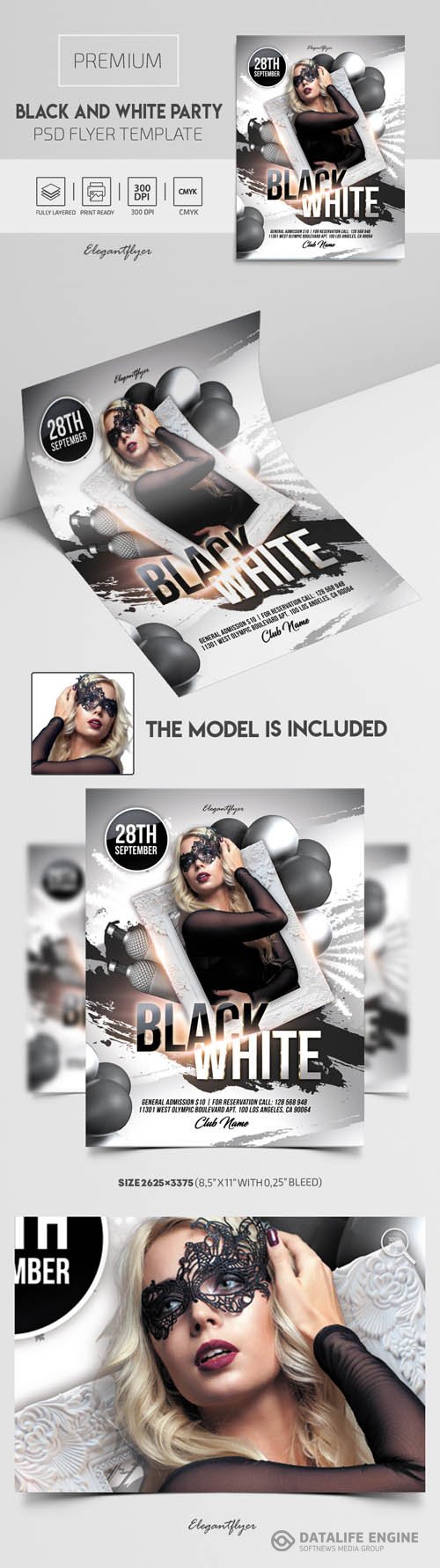 Black and White Party Flyer PSD Template