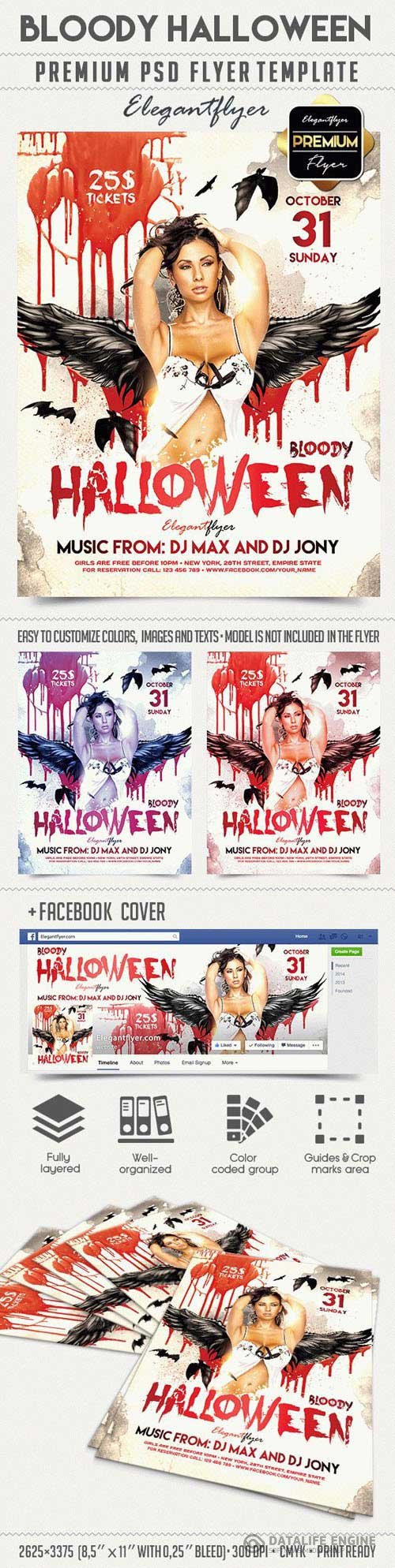 Bloody Halloween Flyer Psd
