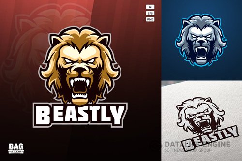 Golden Lion Esport Logo design templates