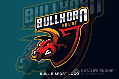 Bull Angry E Sport logo design templates