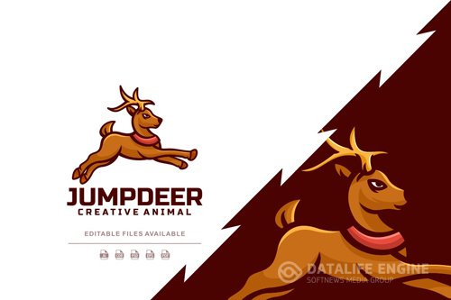 Jump Deer Simple Logo design template