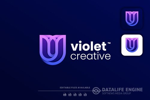 Violet Line Art Gradient Logo