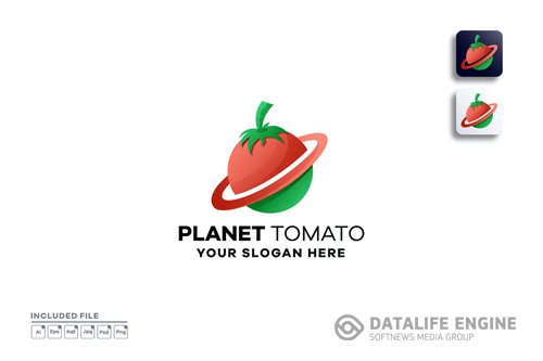 Planet tomato gradient logo design