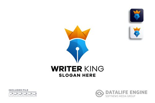 Pen king gradient logo template design