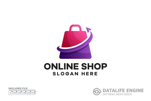 Elements online shop gradient logo design