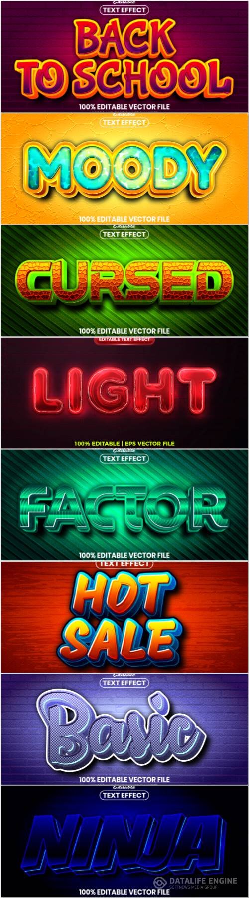 3d text editable style effect vector vol 68