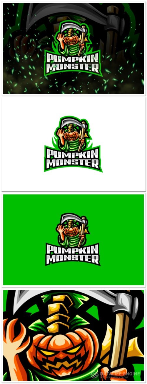 Pumpkin Monster E-Sport and Sport Logo Template