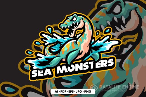 Sea Monster Mascot logo