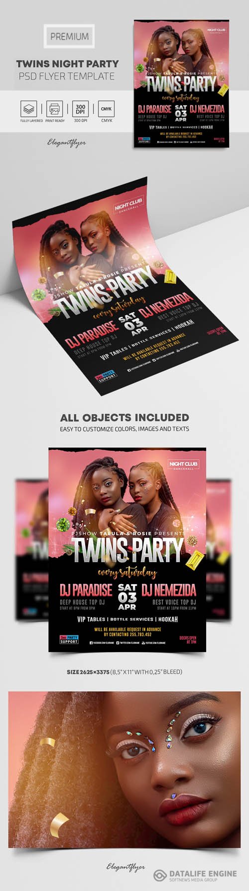 Twins Night Party Premium PSD Flyer Template