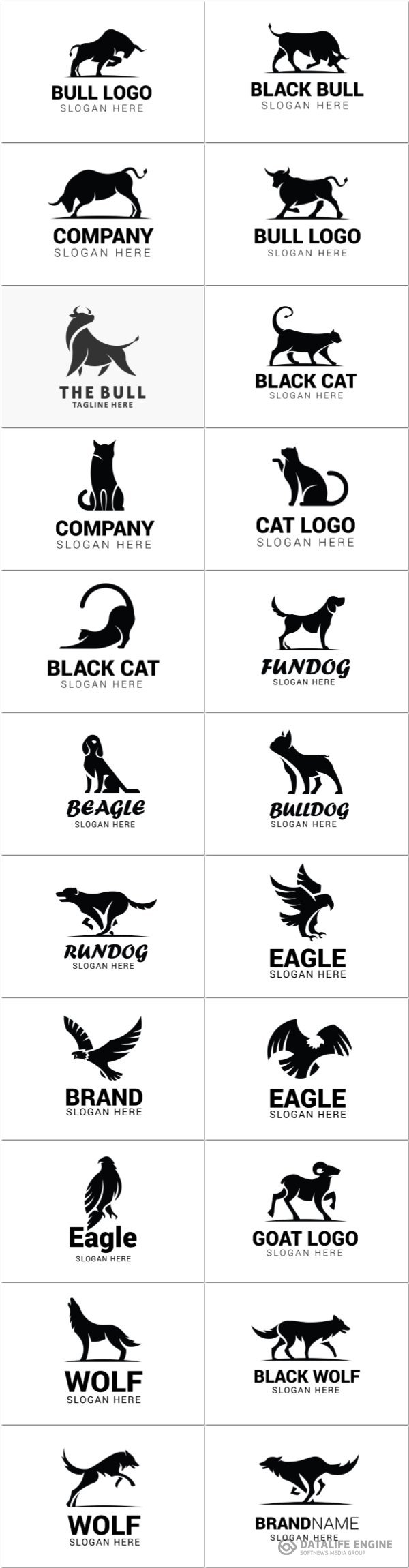 Vector logos with the image of animals for business companies