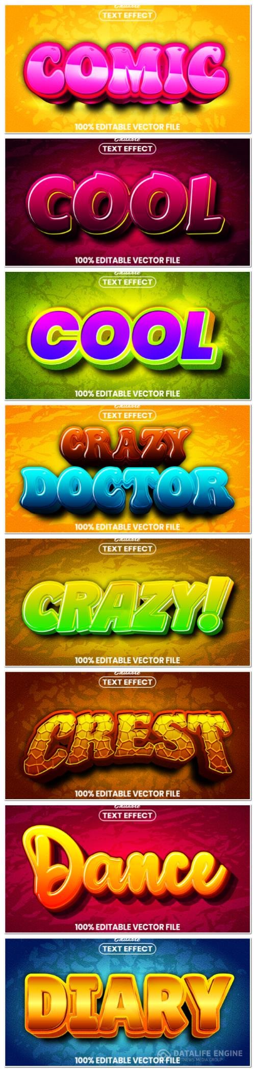 Set 3d editable text style effect vector vol 147