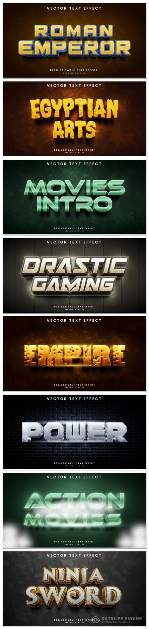 Set 3d editable text style effect vector vol 137