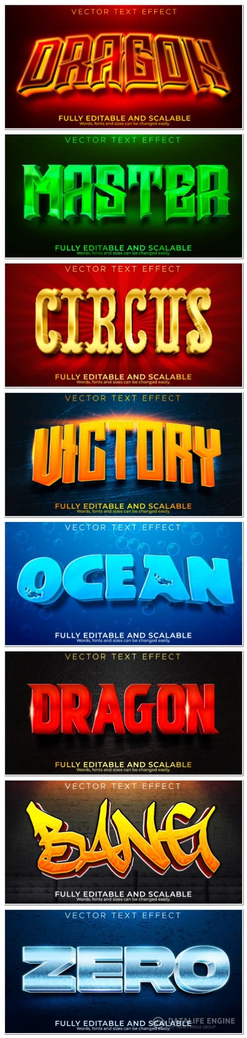 Set 3d editable text style effect vector vol 134