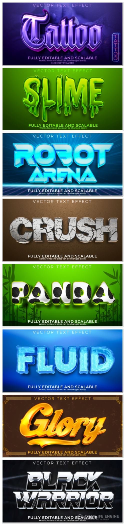 Set 3d editable text style effect vector vol 131