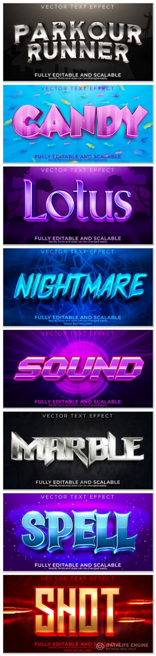 Set 3d editable text style effect vector vol 130