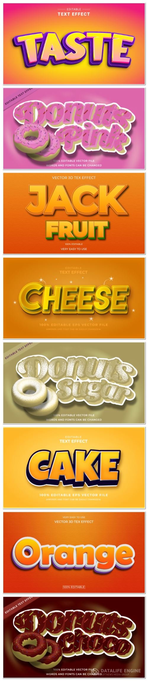 Set 3d editable text style effect vector vol 126