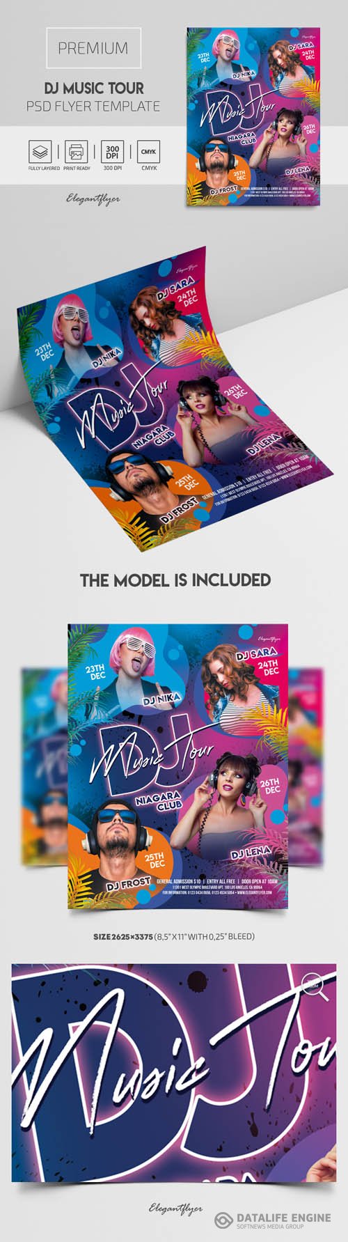 DJ Music Tour Premium PSD Flyer Template