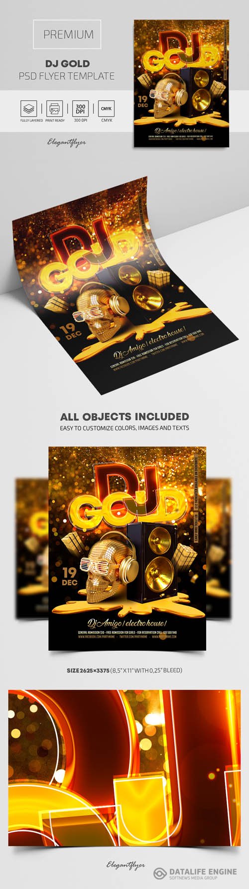 Dj Gold Premium PSD Flyer Template