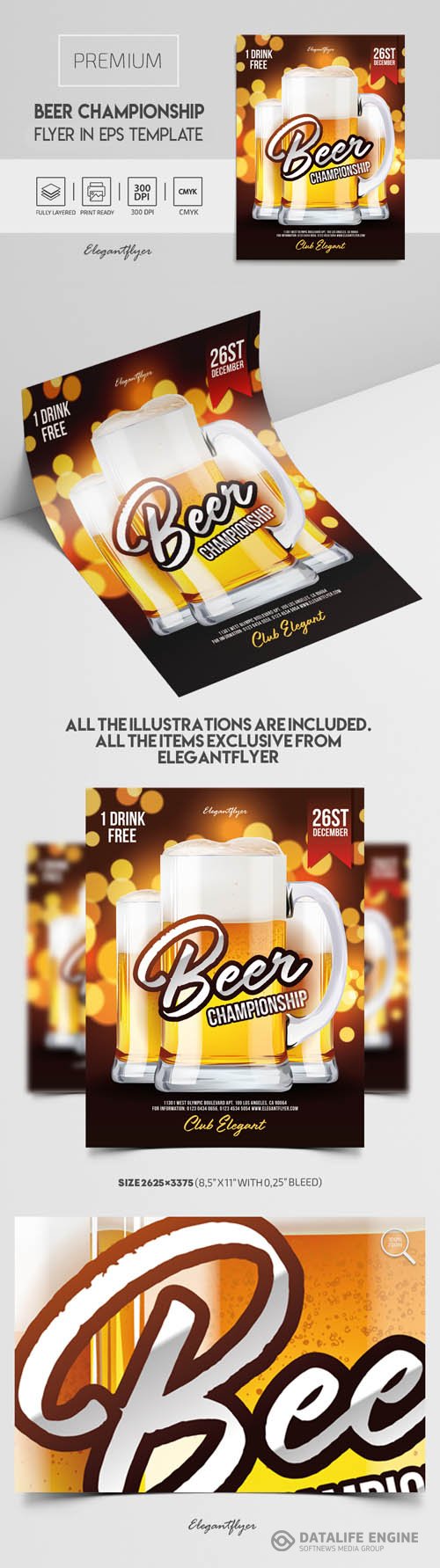 Beer Championship  Premium Vector Flyer EPS Template