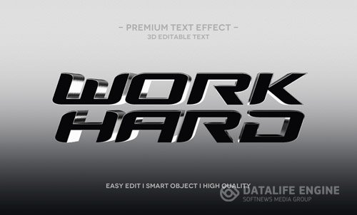 Work hard 3d text effect template Premium Psd