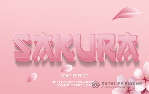 Sakura text effect template Premium Psd