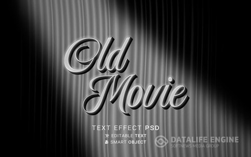 Psd text effect the end old movie design