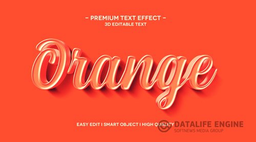 Orange 3d text effect template Premium Psd