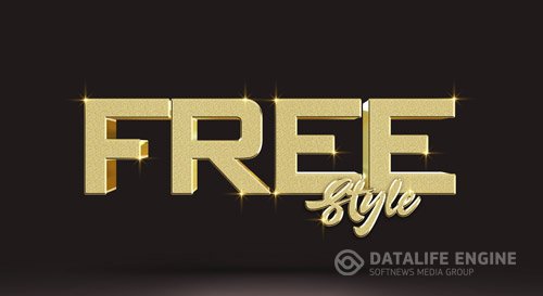 Realistic gold freestyle 3d text style effect mockup template Premium Psd