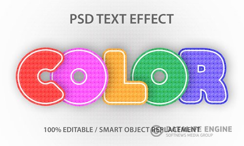 Editable text effect color paper premium Premium Psd