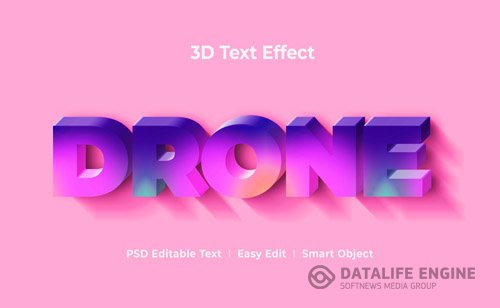 Drone 3d text effect mockup template Premium Psd