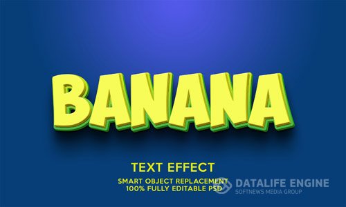 Banana text effect template Premium Psd