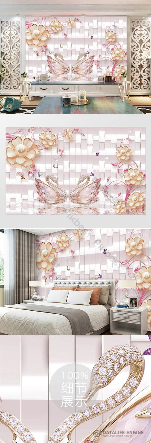 Luxury jewelry 3d tv background wall