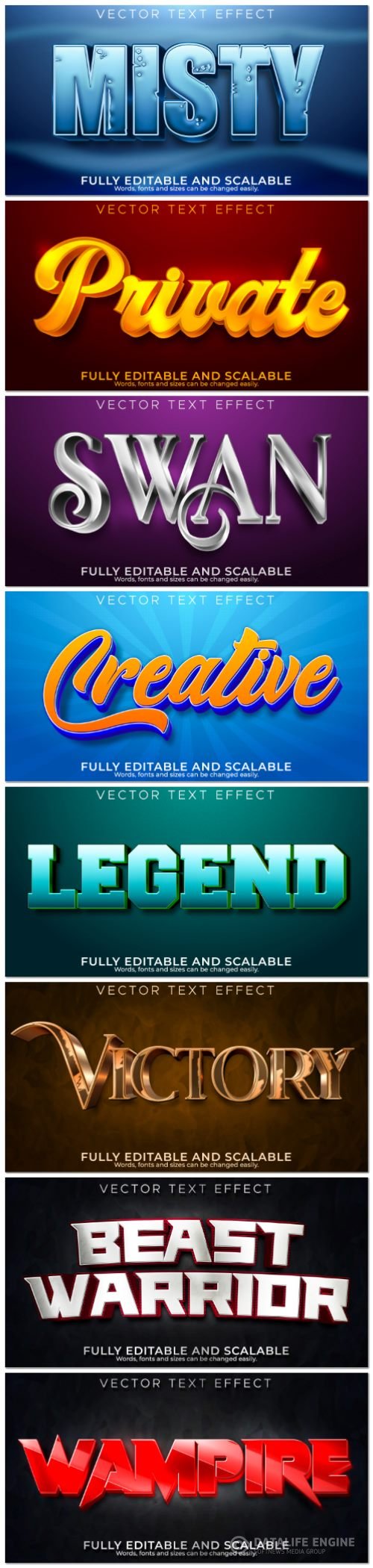 Set 3d editable text style effect vector vol 105