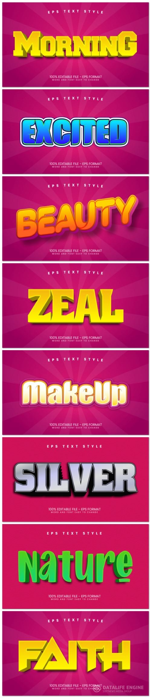 Set 3d editable text style effect vector vol 102