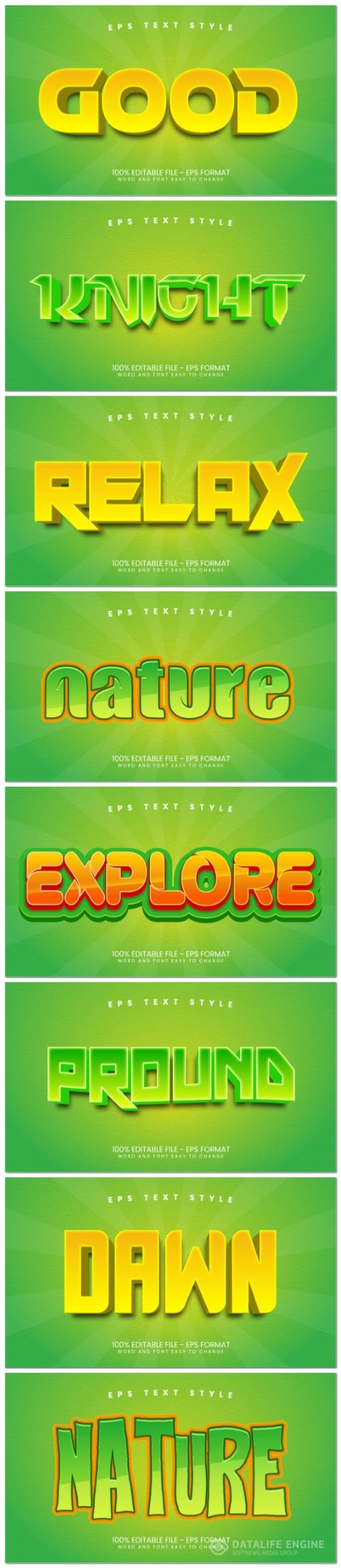 Set 3d editable text style effect vector vol 101