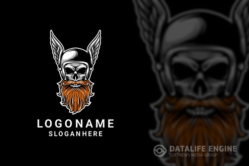 Beard Skull Helmet Logo Design