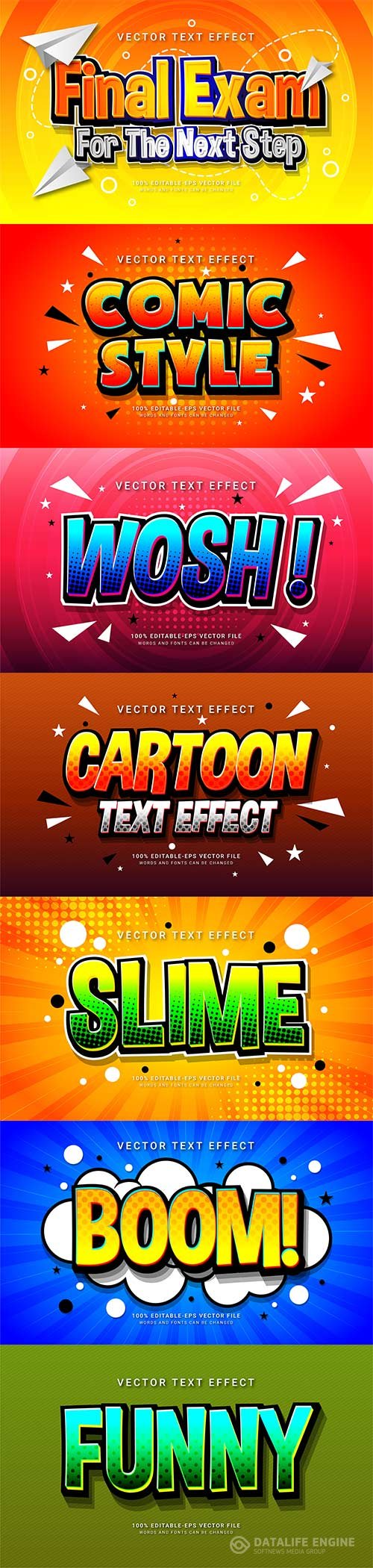 Set 3d editable text style effect vector vol 169