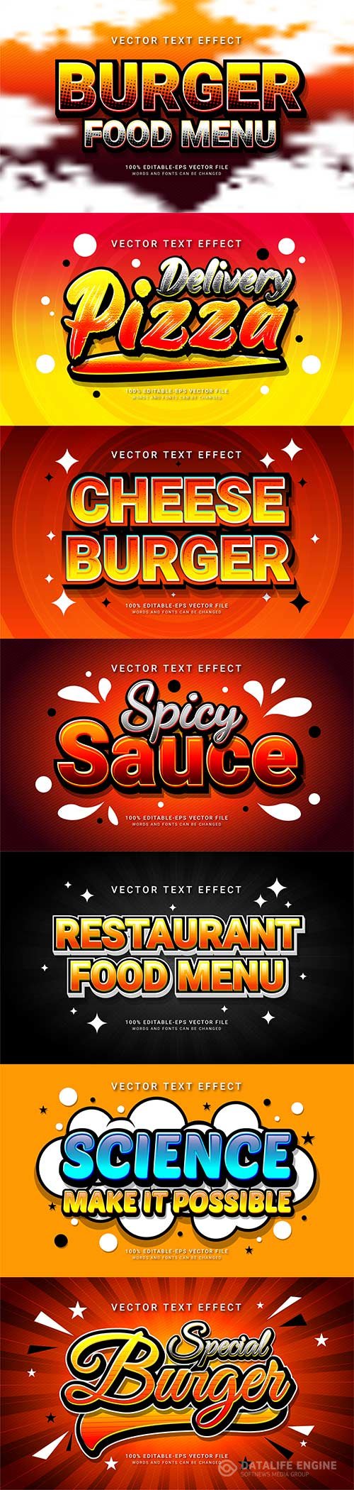 Set 3d editable text style effect vector vol 167