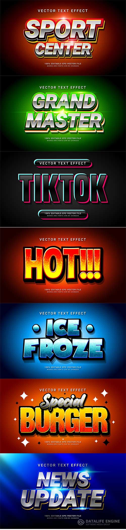 Set 3d editable text style effect vector vol 168